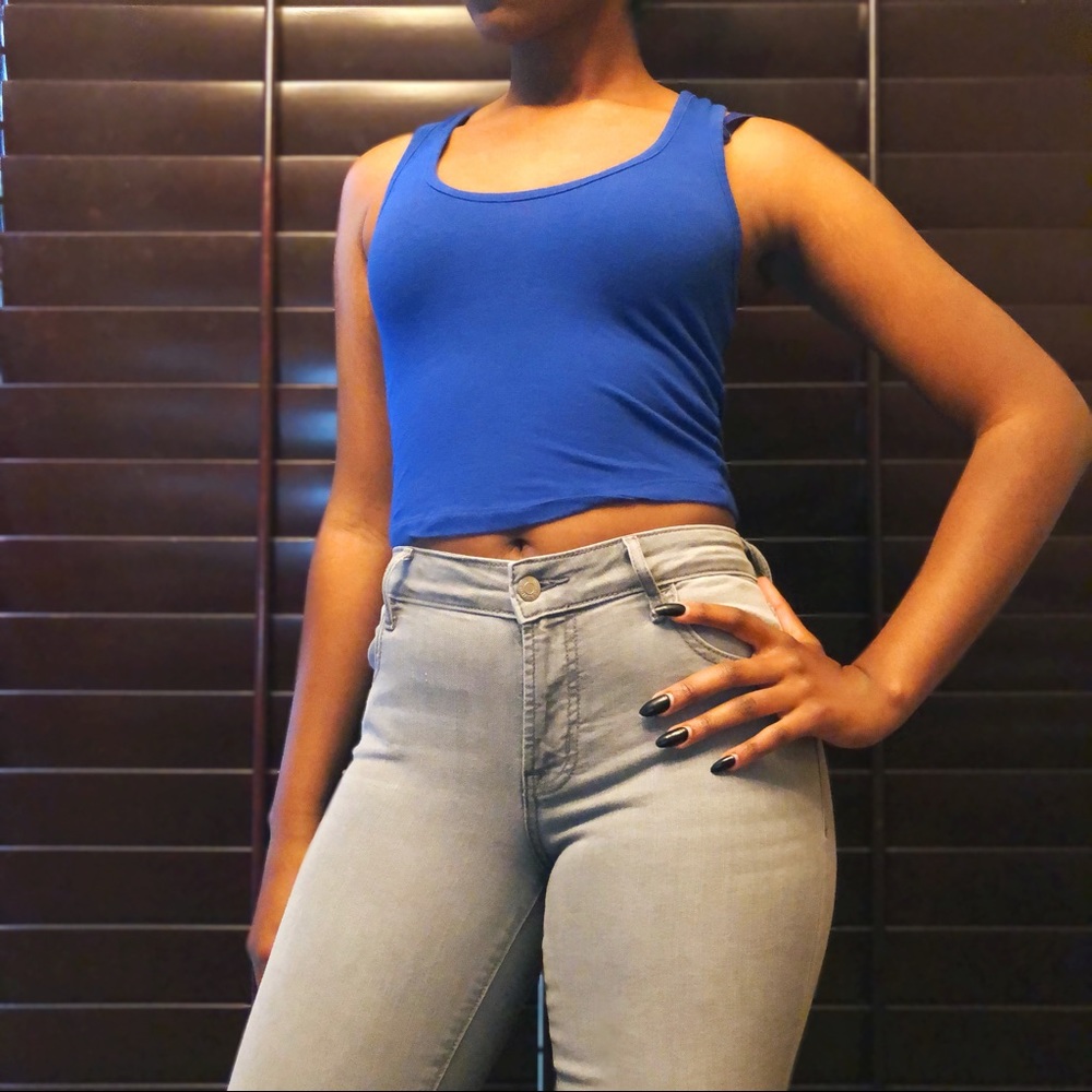 Blue Bozzolo Cropped Tank Size Large